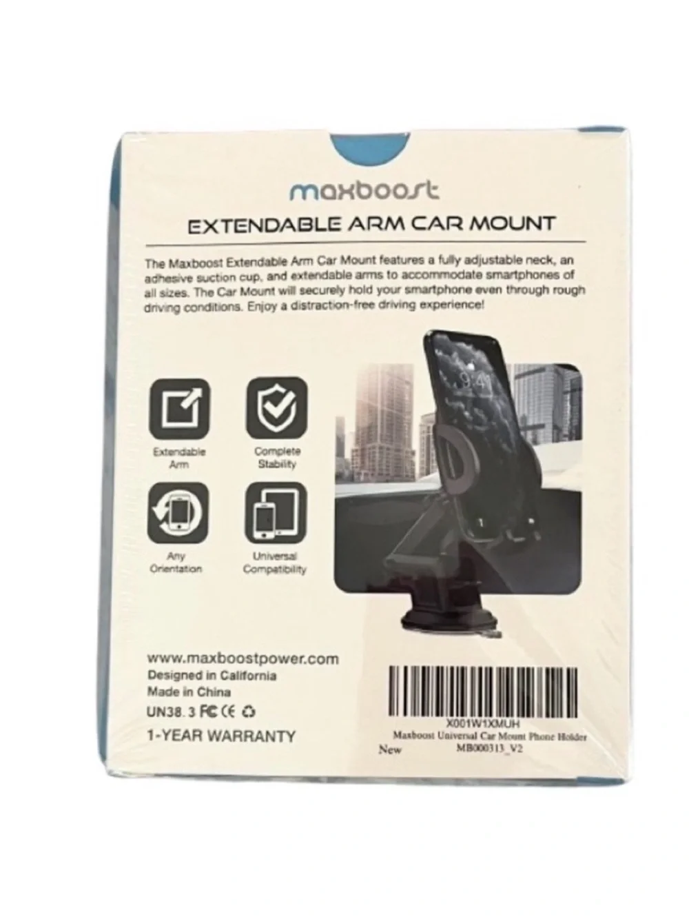 🆕 - MAXBOOST-CELL PHONE EXTENDABLE ARM CAR MOUNT. NWT
